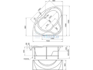 Ванна акриловая 1MarKa Luxe 155*155