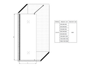Душевая стенка Oporto Shower  OS12P 50x190 см стекло прозрачное 8 мм OportoShower
